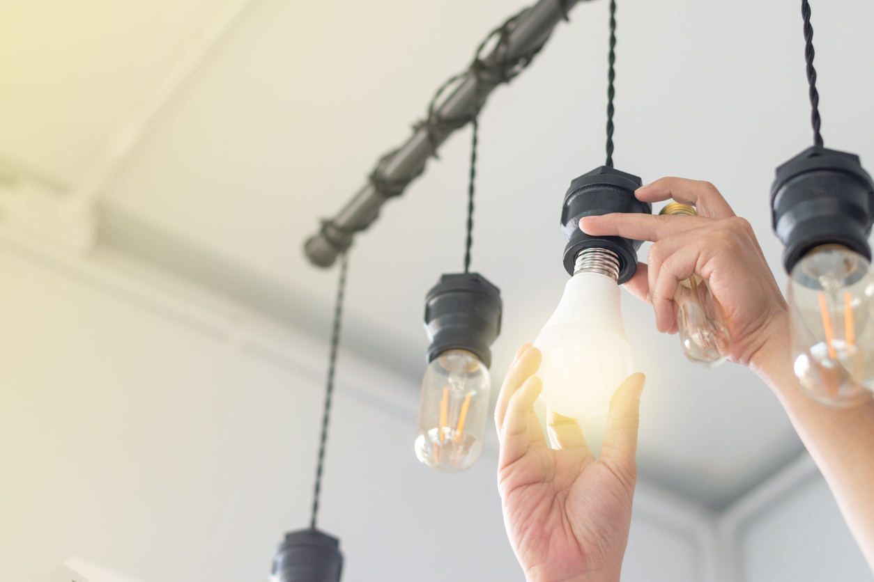 Man changing lightbulb